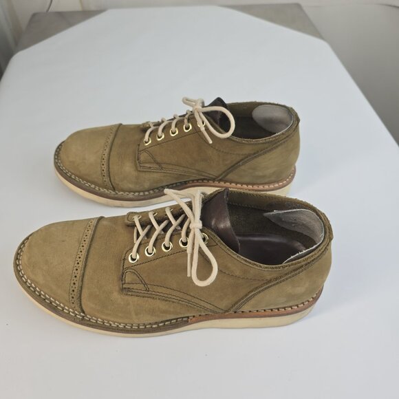 VIBERG BOOTS Japanese style Oxford Shoes - Olive brogued nubuck, Christy sole - Picture 4 of 12